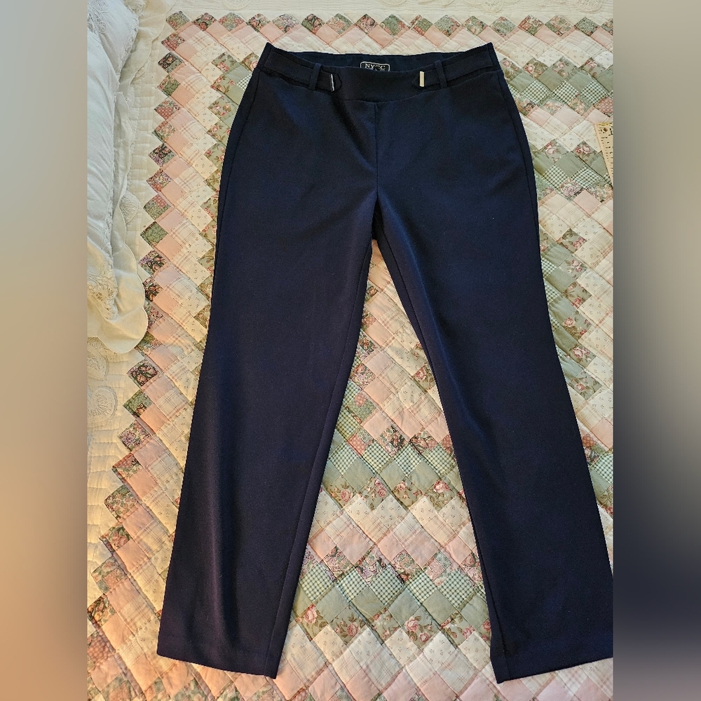 NYCC Navy Blue Dress Pants - Straight Leg Pull On - Picture 2 of 8